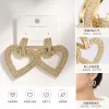 Golden heart-shaped diamond-encrusted earrings, fashionable and light luxury women's earrings, earrings, earrings, stud earrings, silver needle vintage accessories full image